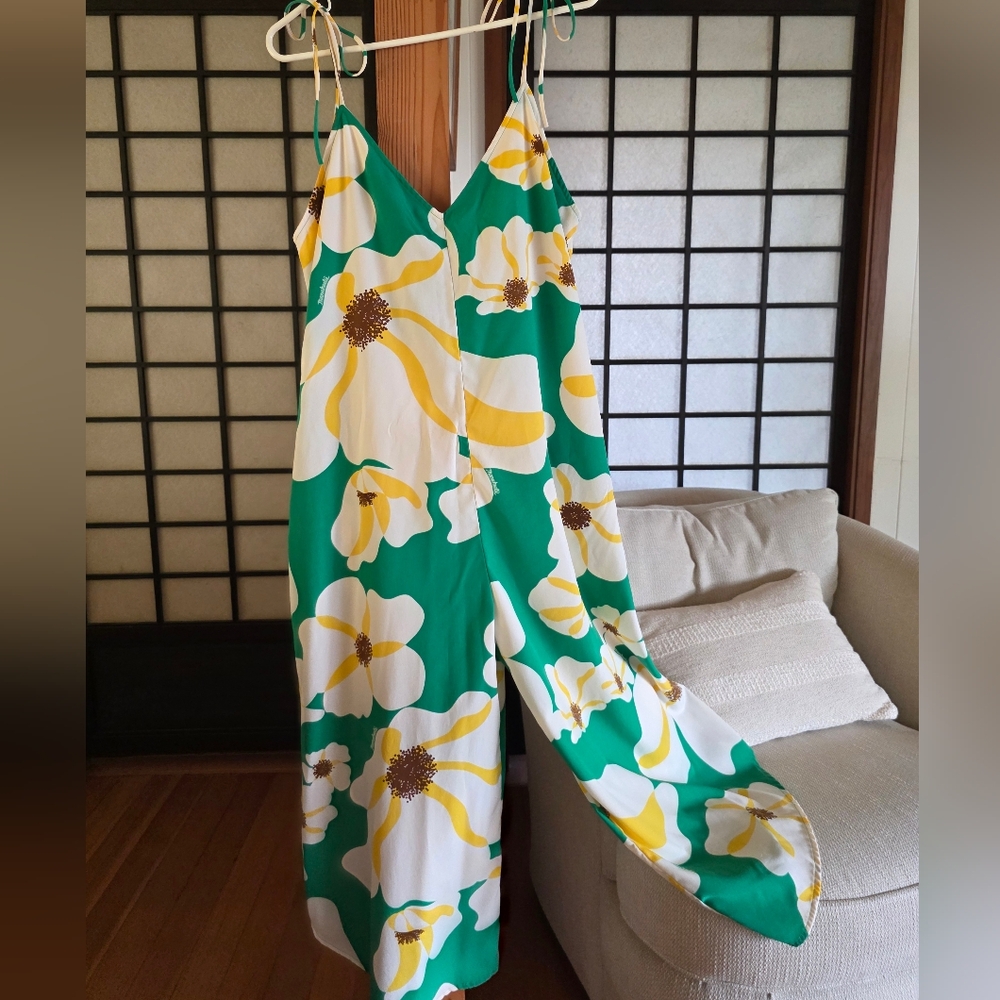 Vintage Manuhealii Green & Yellow Floral Romper L